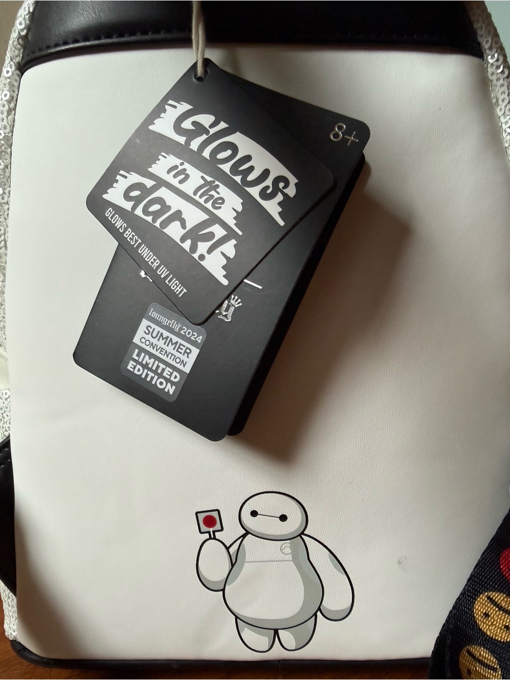 Loungefly White & Black Baymax Glow-In-The-Dark Mini Backpack - Picture 6 of 10